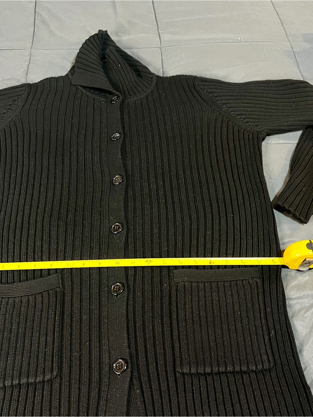 Jones Wear Vtg Wms Cotton Chunky Ribbed Knit High Neck Button Midi Cardigan M - Picture 9 of 11